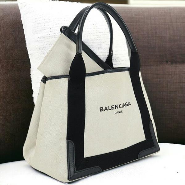 中古 バレンシアガ トートバッグ レディース ブランド BALENCIAGA ネイビーカバスS 33...