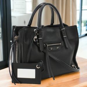 中古 バレンシアガ トートバッグ レディース ブランド BALENCIAGA ペーパー ミニ レザー 357333 ブラック バッグ｜nanaple