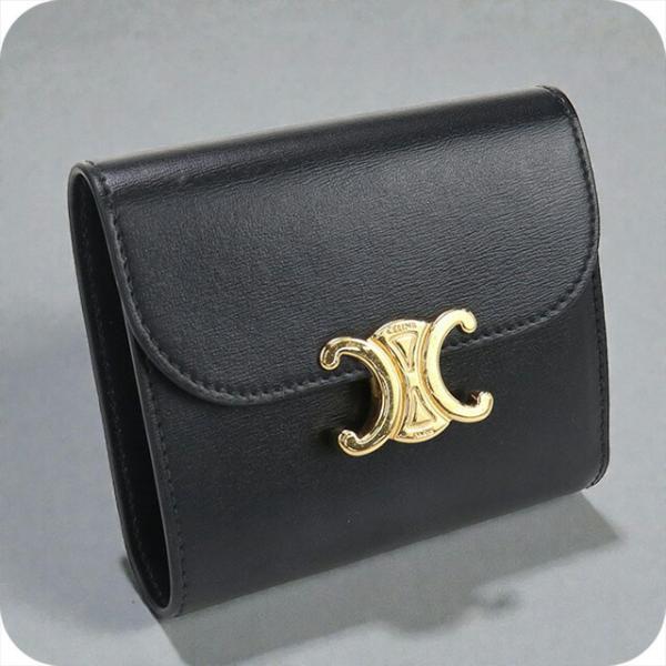 中古 セリーヌ 三折財布 レディース ブランド CELINE トリオンフ スモール フラップウォレッ...