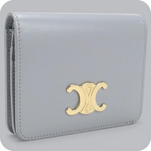 中古 セリーヌ 二つ折り財布 二折財布 レディース ブランド CELINE トリオンフ ブルー