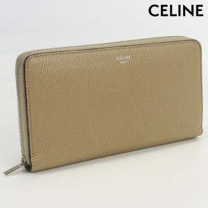 中古 セリーヌ 長財布ラウンドファスナー レディース ブランド CELINE ラージジップウォレット カーフスキン ベージュ｜nanaple