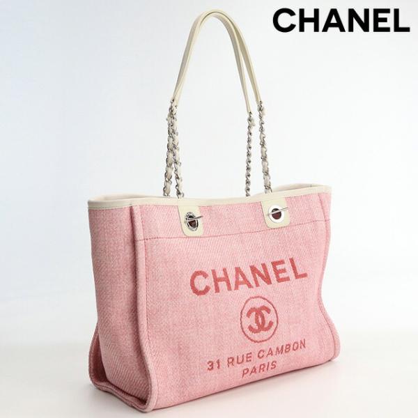 中古 シャネル トートバッグ レディース ブランド CHANEL ドーヴィル チェーントートMM キ...