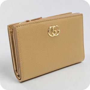 グッチ 二つ折り財布 二折財布 コンパクト レディース ブランド GUCCI ダブルG バイカラー スモールウォレット レザー 772738 ブラウン