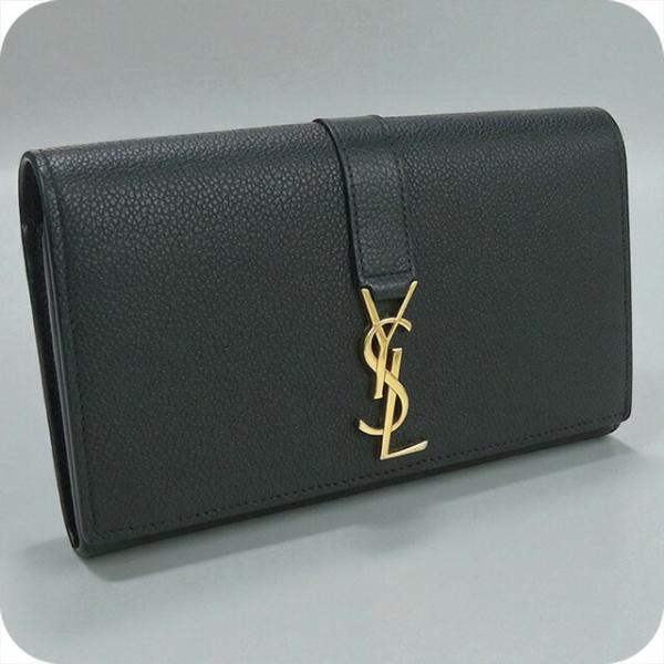 中古 サンローラン 長財布二折 レディース ブランド SAINT LAURENT ラージフラップウォ...