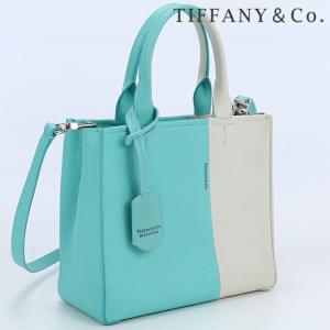 中古 ティファニー トートバッグ レディース ブランド TIFFANY&Co. カラーブロック トートバッグ レザー ブルー バッグ｜nanaple