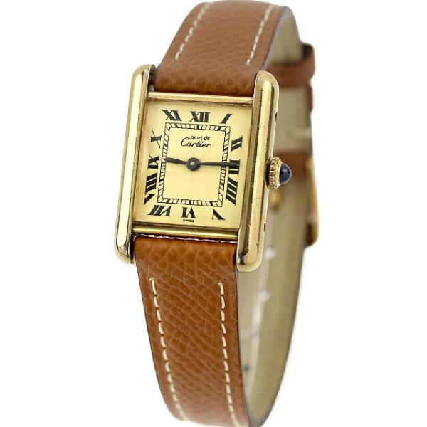 中古 カルティエ Cartier マストタンク ヴェルメイユ SM 手巻き ヴィンテージ シルバー9...