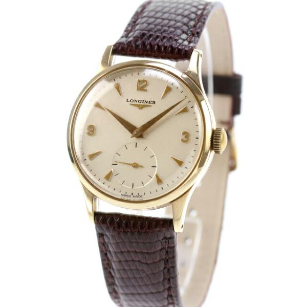 中古 美品 ロンジン LONGINES 金無垢 手巻き時計 9Kソリッドゴールド 12.68Z スモ...