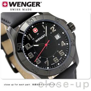 22日までエントリーで最大21倍 ウェンガー WENGER 腕時計 メンズ アルパイン デイト オールブラック レザーベルト W0475
