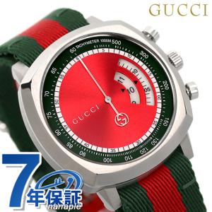 グッチ 時計 グリップ 腕時計 ブランド メンズ レディース クロノグラフ YA157304 アナログ レッド グリーン 赤 スイス製 父の日 プレゼント 実用的｜nanaple