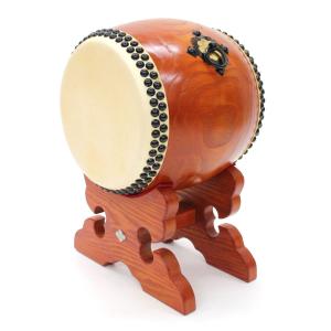 玩具太鼓７寸（革面直径２１ｃｍ） 台・ばち付き　　刳り貫き胴・牛革・日本製｜nanbuya56