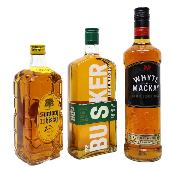 ハイボールが旨いウイスキー3本セット　バスカー、サントリー角瓶、ホワイトマッカイトリプルマチュワード...