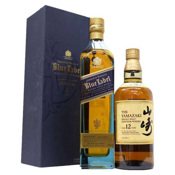 豪華ウイスキー2本セット　山崎 12年 43度700ml、ジョニーウォーカーブルーラベル40度750...