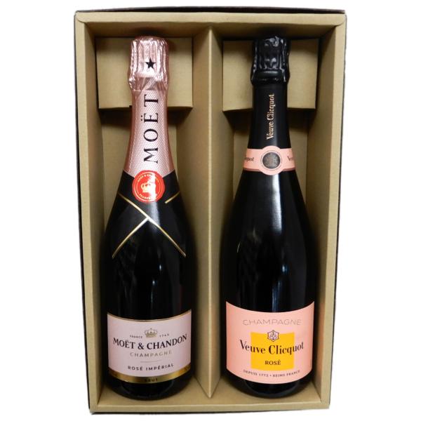 高級シャンパン2本セット　ヴーヴクリコ ロゼ、モエシャンドン ロゼ　750ml　※【送料無料(北海道...
