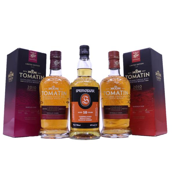 高級ウイスキー3本セット スプリングバンク10年46度、トマーティン2種バローロカスクフィニッシ20...