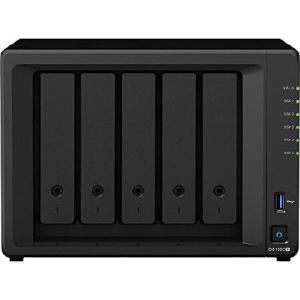 Synology DiskStation DS1520+ NAS Server with Celeron 2.0GHz CPU, 8GB Memory, 90TB HDD Storage, 1TB M.2 NVMe SSD, 4 x 1GbE LAN Ports, DSM Operating Sys