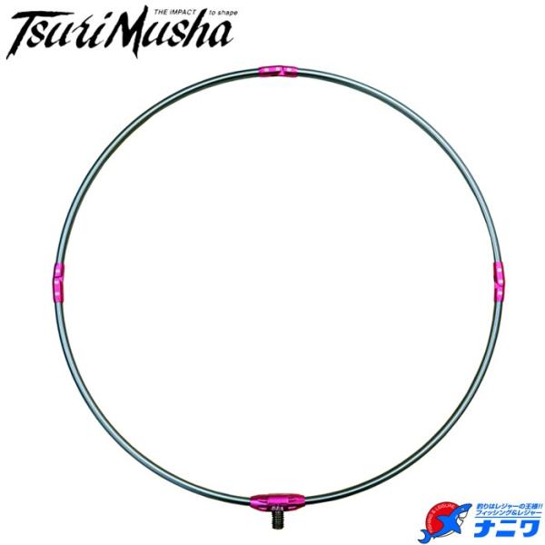 釣武者 タモフレーム 四つ折り 43cm ガンメタ/ピンク