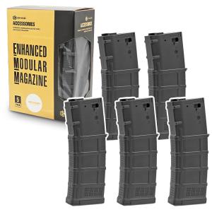 【5本セット】 多弾数 【 D-DAY 製 】電動ガン M4シリーズ対応 MAGPUL タイプ PMAG GEN.3 ポリマー マガジン 350連 ゼンマイ式 DMAG EMM MAGAZINE｜naniwabase