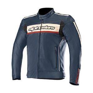 【在庫処分！大特価】アルパインスターズ レザージャケット(3102518) ネイビー/STONE/レッド(7830) ALPINESTARS DYNO V2 LEATHER JACKET｜nankai-kyoto