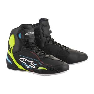 アルパインスターズ ファスター3 シューズ(2510219) ブラック/イエローFLUO/ライトブルー(1579) ALPINESTARS FASTER-3 SHOES｜nankai-kyoto