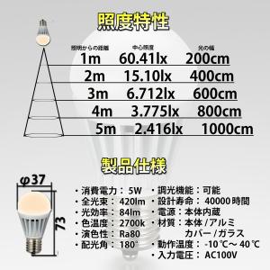 カラー電球 LED電球 赤色 口金 E26 防...の詳細画像3