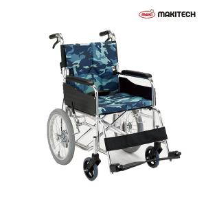 車椅子 介助式車椅子  折りたたみ 背折れ  車いす モジュールタイプ ブルー迷彩 SMK30-4043MBL