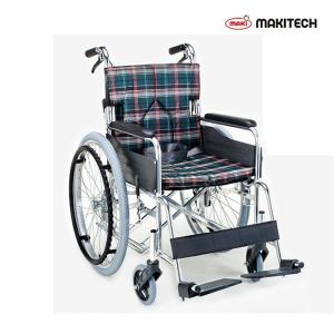 マキテック 車椅子 介助式 背折れ 折りたたみ 車いす グリーンベージュ