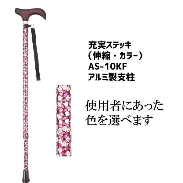 杖 伸縮ステッキ おしゃれ 上品 カラフル 先ゴ 充実ステッキ AS-10KF