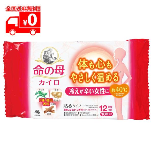 命の母 カイロ 貼るタイプ (10個入) 冷えが辛い女性に 使い捨て 冷え性 日本製【小林製薬】