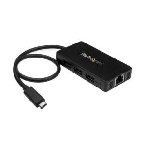 USBハブ/USB 3.0/USB-C - 3xA/LAN/ACアダプター/30cmケーブル 目安在...