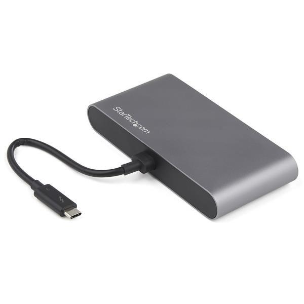 サンダーボルト ハブ 2x DisplayPort 4K/60Hz/1x USB-A/有線LAN 目...