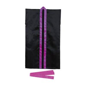 ARTEC サテンロングハッピ 黒(紫襟)Jハチマキ付 取り寄せ商品