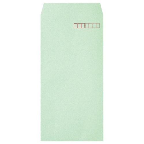 透けないカラー封筒 長3 Pグリーン 80g/m2 〒枠あり 1パック(100枚) 取り寄せ商品
