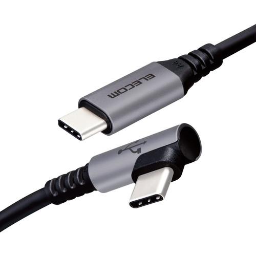 USB Type C ケーブル 2m L字 PD 60W アルミコネクタ ブラック メーカー在庫品