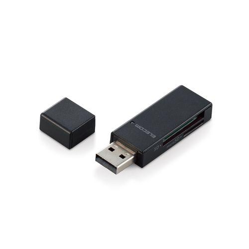 カードリーダー SD microSD対応 直挿し スティックタイプ キャップ付 ブラック メーカー在...