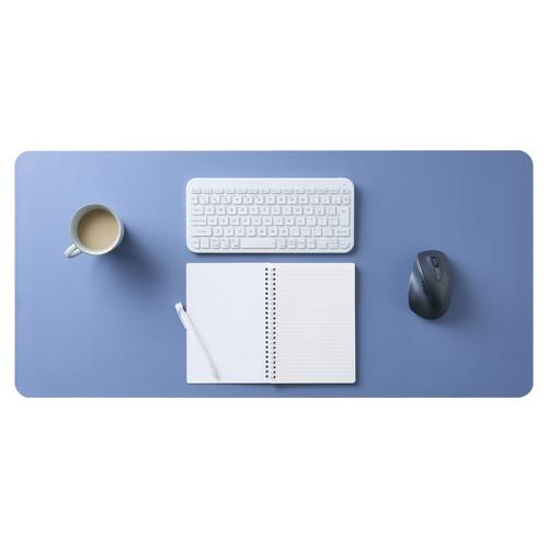 デスクマット マウス対応 ソフトレザー 大型 ズレニクイ 水拭キ可 ブルー メーカー在庫品