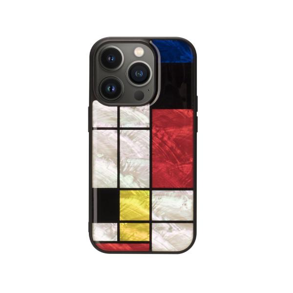 天然貝ケース for iPhone 14 Pro Mondrian 背面カバー型 仕入先在庫品