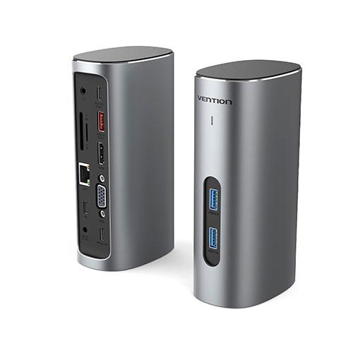 VENTION 12-in-1 USB-C タワードッキングステーション アルミニウム合金 グ 取り...