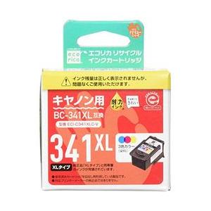 エコリカ BC-341互換 エコリカ リサイクルインク CANON カラー3色一体型染料インク(シア...