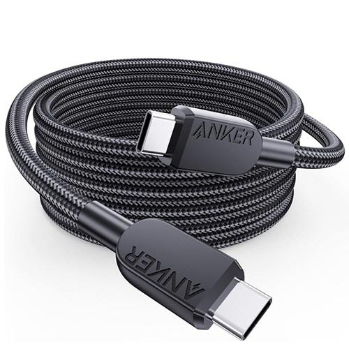 ANKER USB-C&amp;USB-C ケーブル(高耐久ナイロン) 1.8m ブラック 1本 取り寄せ商...