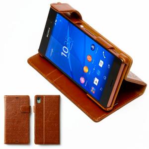 ZENUS Xperia Z3 Lettering Diary ブラウン 目安在庫=