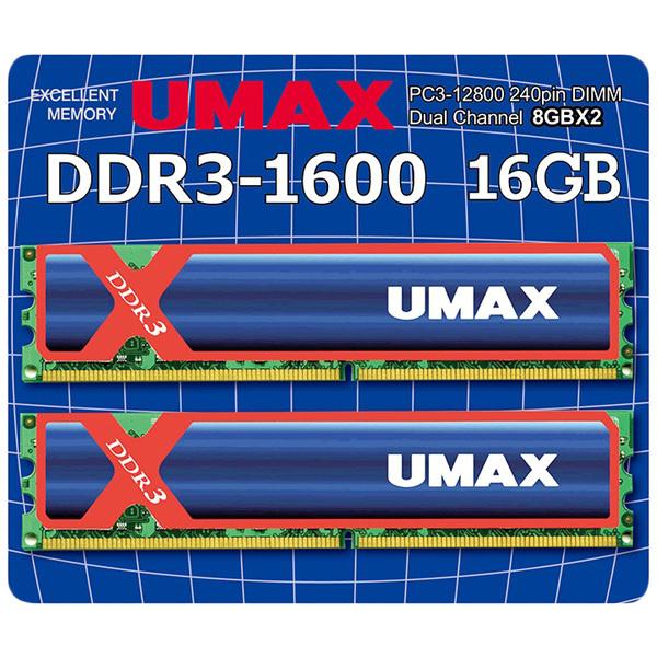 ＵＭＡＸ デスクトップPC用メモリー UDIMM DDR3-1600 16GB（8GB×2） H/S...