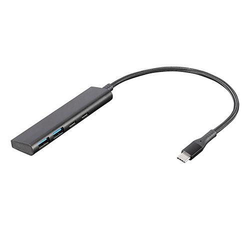 ナカバヤシ USB3.2Gen1Type-C4ポート(Cx2/Ax2)アルミハブ/ブラック 取り寄せ...