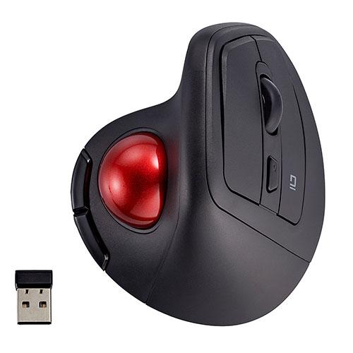 Digio 無線 エルゴノミクスマウス 静音 5ボタン光学式 トラックボールマウス ブラック   取...