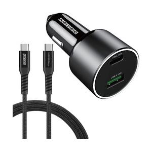 PD充電器 シガーソケット/100W/Ax1/Cx1/ブラック&amp;2m C to Cケーブル 取り寄せ...