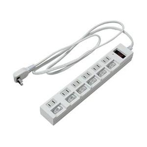 個別集中スイッチ付節電タップ ホワイト 取り寄せ商品