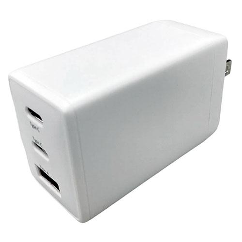 USB充電器 PD65W GaN採用 Type-Cx2/Type-Ax1 スイングプラグ採用 ホワイ...