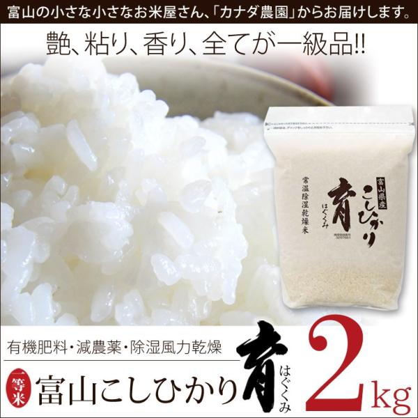 令和5年度産 こしひかり コシヒカリ 富山県産 2kg 普通米 無洗米 育 はぐくみ 　メーカー直送...