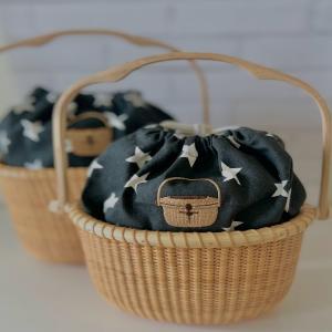 Nantucket ナンタケットバスケット刺繍付き ポーチ キャンバスコットン