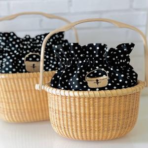 Nantucket ナンタケットバスケット刺繍付き ポーチ キャンバスコットン
