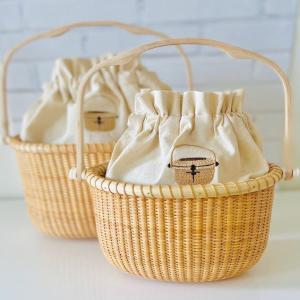 Nantucket ナンタケットバスケット刺繍付き ポーチ キャンバスコットン